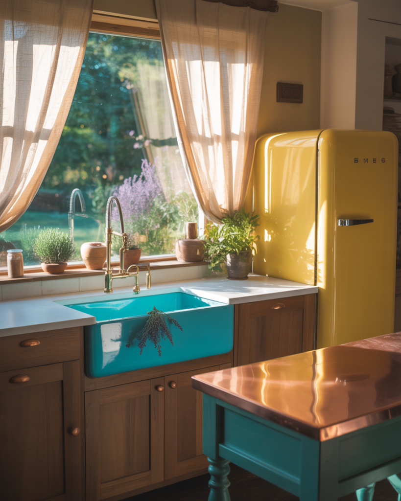 Contemporary rustic kitchen with vintage appliances
Contemporary rustic kitchen with vintage appliances