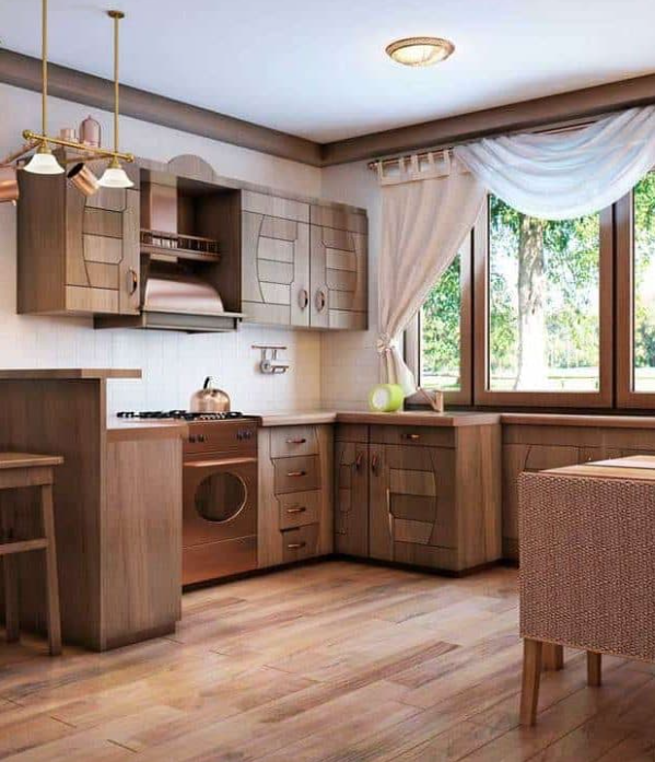 Rustic kitchen with a modern wooden interior
