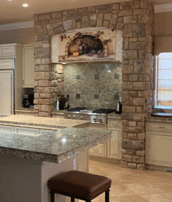 Farmhouse rustic kitchen with granite countertops