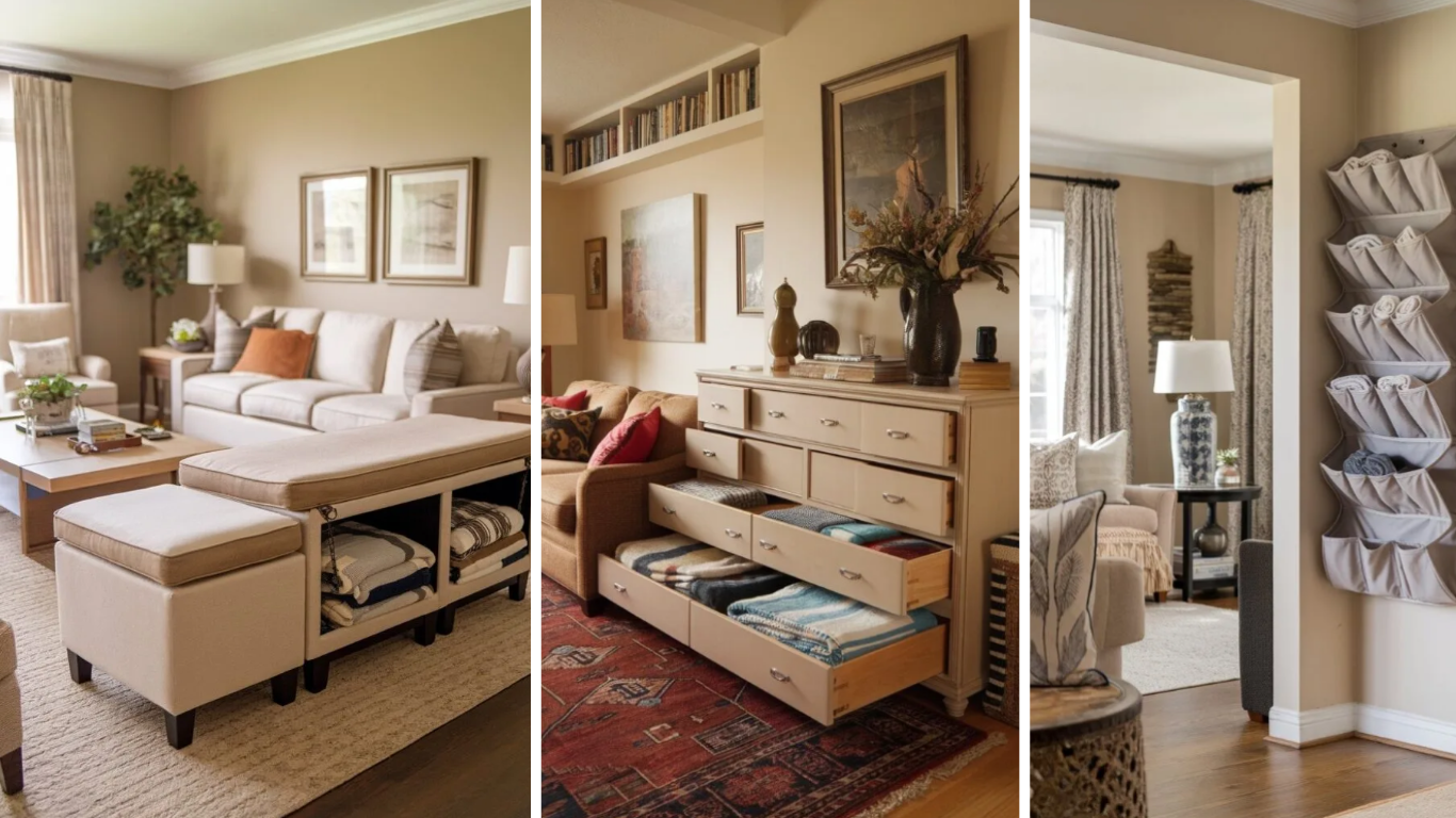 Living Room Blanket Storage Ideas